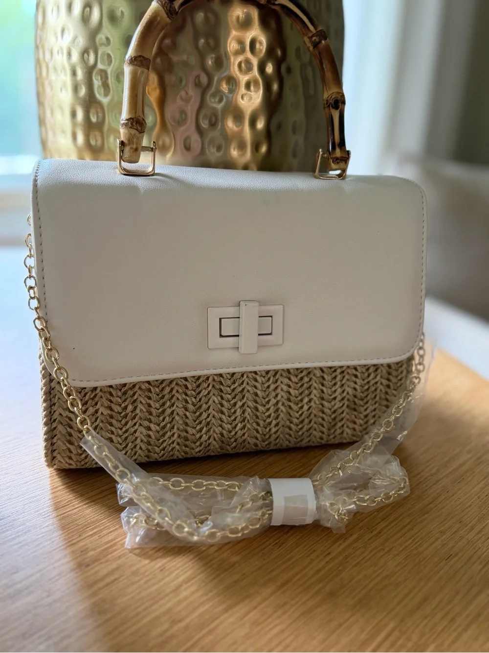 Like Dreams Bamboo Handle Straw Crossbody Bag | New | Summer Vacation Purse